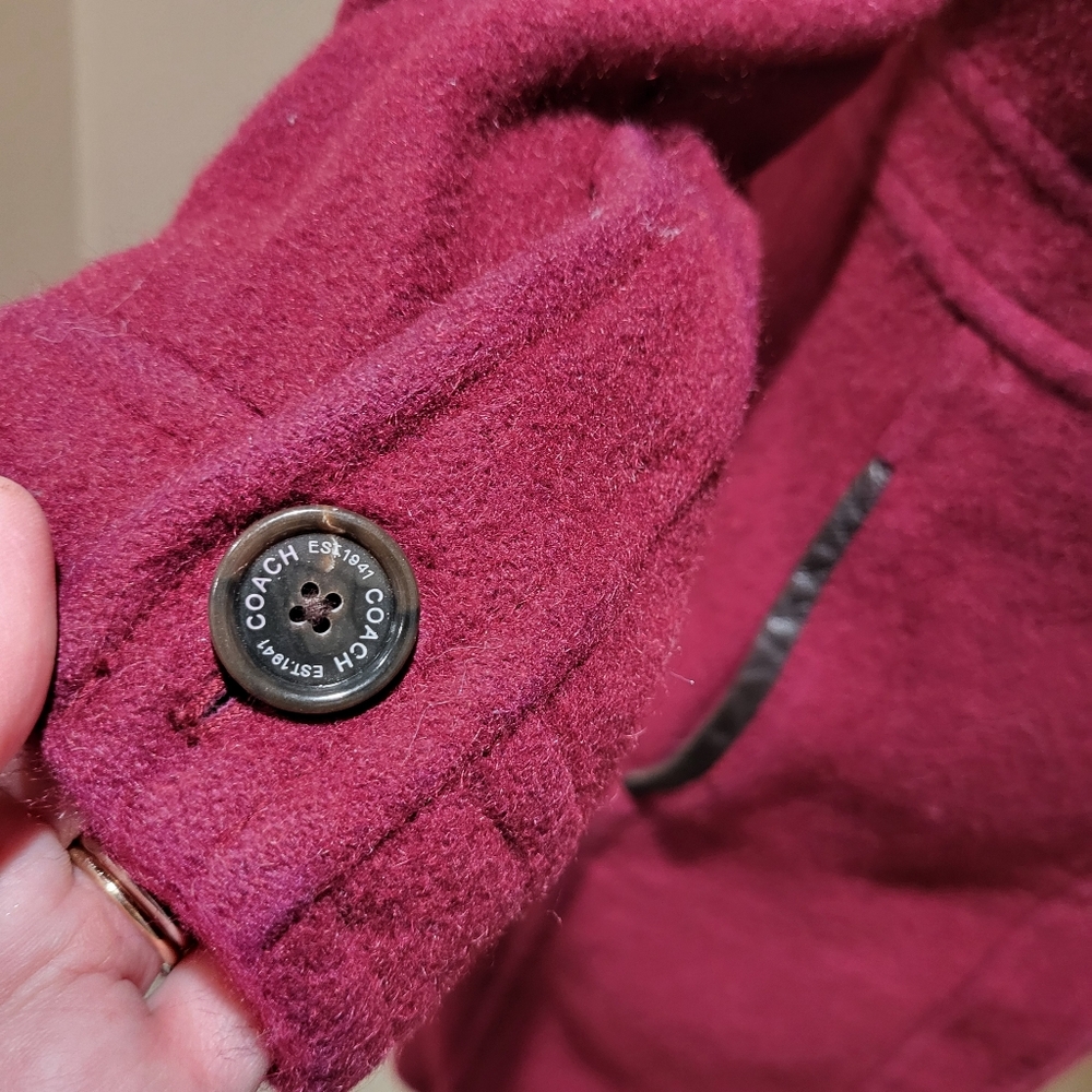 Coach Mulberry Red Mohair Wool Long Coat - Picture 7 of 7